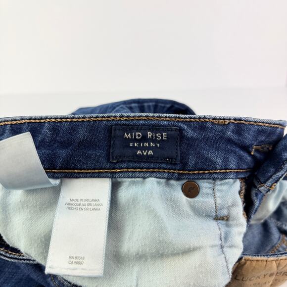 EUC LUCKY BRAND 12/31 Mid Rise Ava Dark Wash Button Fly Ankle Skinny Jean - Picture 6 of 12